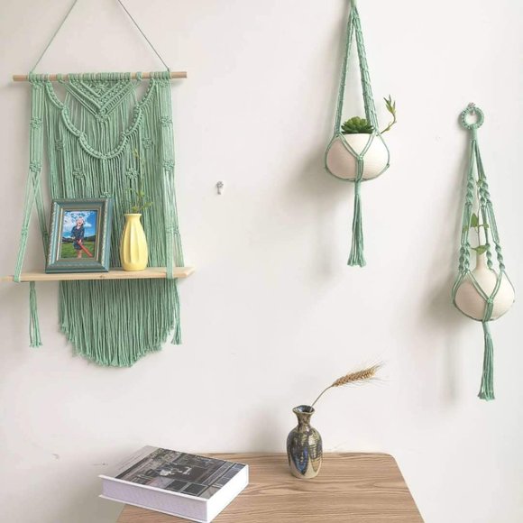 3Pcs Cotton Woven Wood Hanging Floating for Wall - Picture 5 of 9